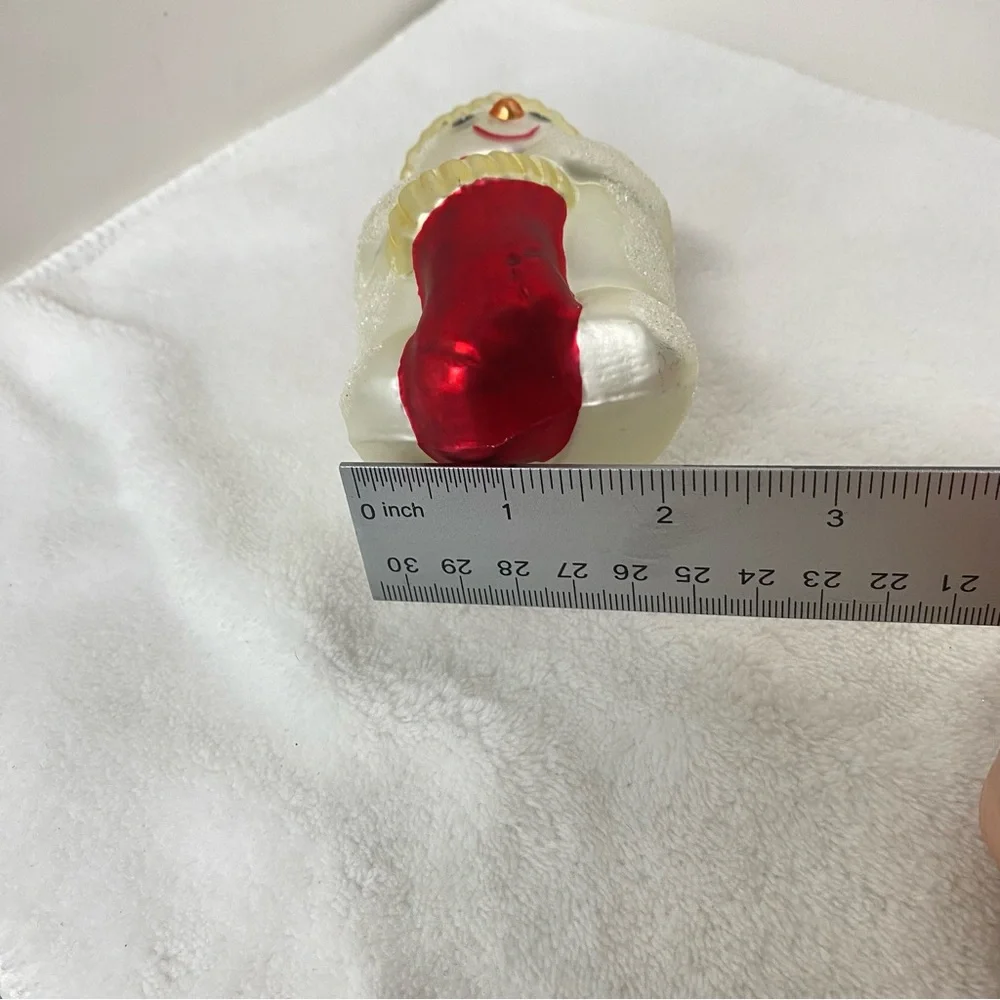 Department 56 Vintage Festive Snowman Holding a Red Stocking Christmas Ornament